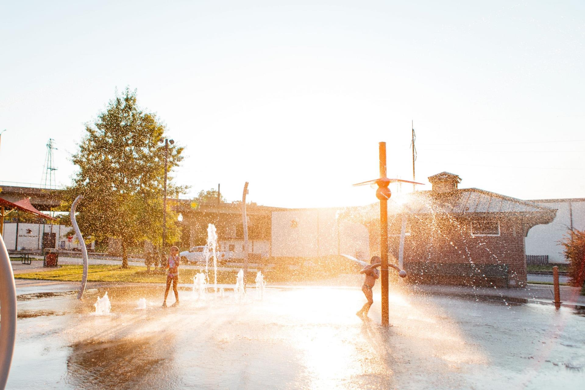 Kids at splash pad