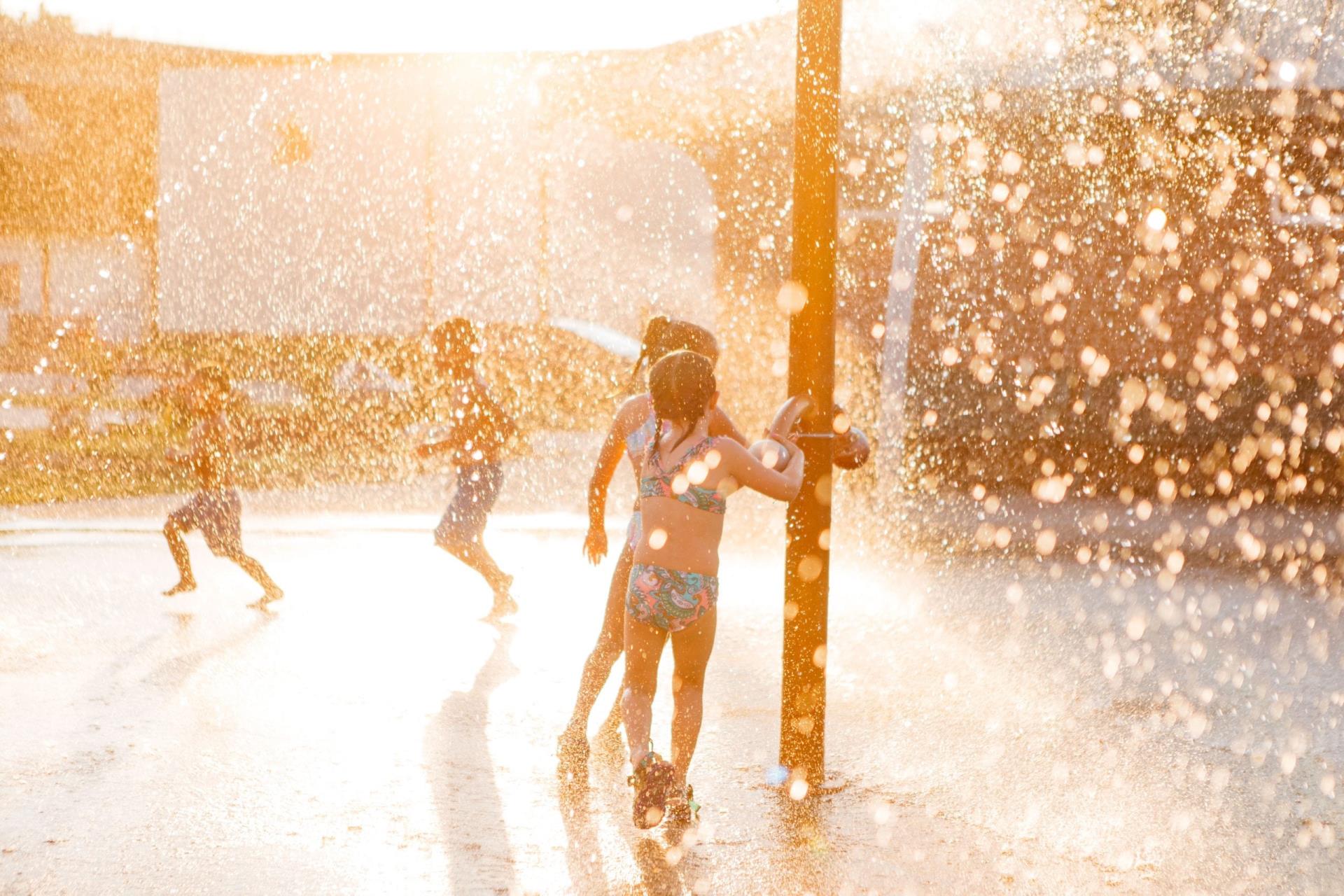 Kids at splash pad