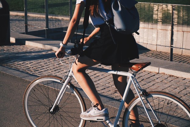 Woman riding on bicycle