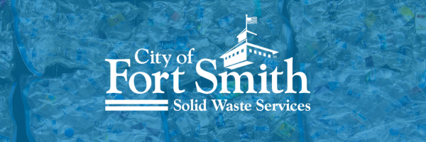 Fort Smith Solid Waste Services logo over compacted recycling.