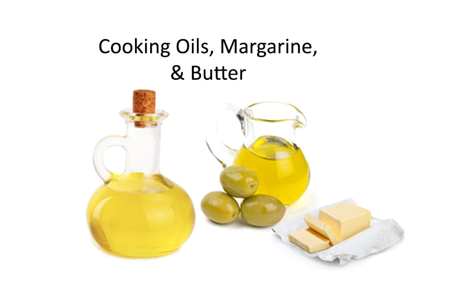 Cooking oils, margarine, butter