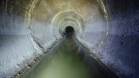 Inside of sewer pipe